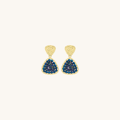 Boucles d'oreilles Sàntibé Bijoux Mae Mini en laiton, métal doré et perles bleu marine