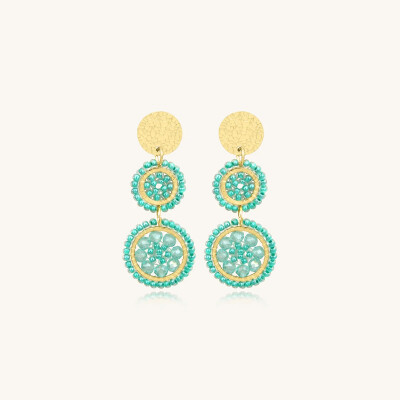 Boucles d'oreilles Sàntibé Bijoux Mila Mini en laiton, métal doré et perles crystalline