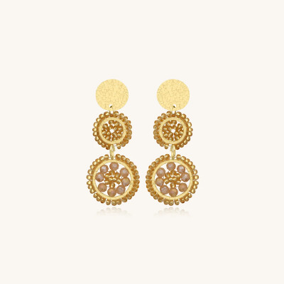Boucles d'oreilles Sàntibé Bijoux Mila Mini en laiton, métal doré et perles doré