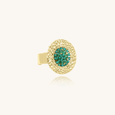 RING Sàntibé Bijoux Patagona Mini en laiton, métal doré et perles vert émeraude