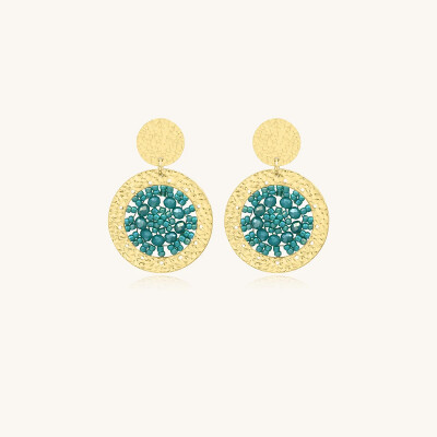 Boucles d'oreilles Sàntibé Bijoux Patagona Mini  en laiton, métal doré et perles turquoise
