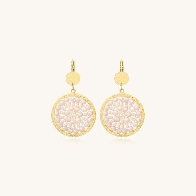 Boucles d'oreilles Sàntibé Bijoux Solene Mini en laiton, métal doré et perles sable