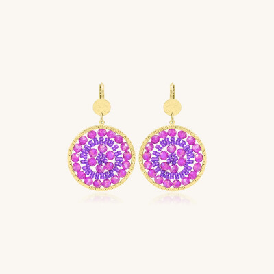 Boucles d'oreilles Sàntibé Bijoux Solene Mini en laiton, métal doré et perles ultra violet