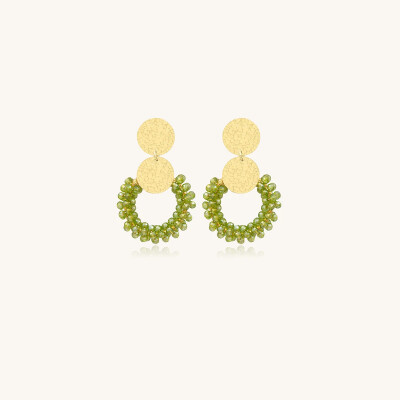 Boucles d'oreilles Sàntibé Bijoux Victoria Mini en laiton, métal doré et perles lemon