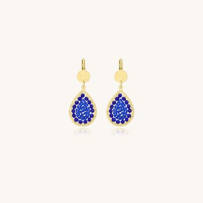 Boucles d'oreilles Sàntibé Bijoux Yse Mini en laiton, métal doré et perles bleu