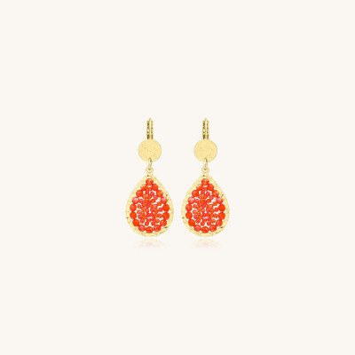 Boucles d'oreilles Sàntibé Bijoux Yse Mini en laiton, métal doré et perles corail