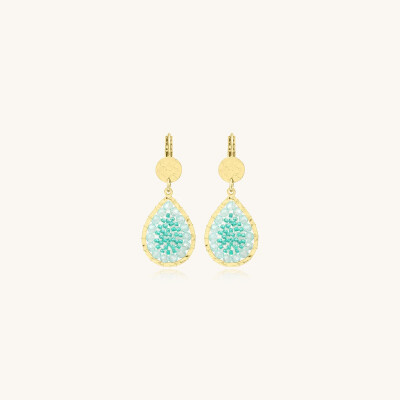 Boucles d'oreilles Sàntibé Bijoux Yse Mini en laiton, métal doré et perles crystalline
