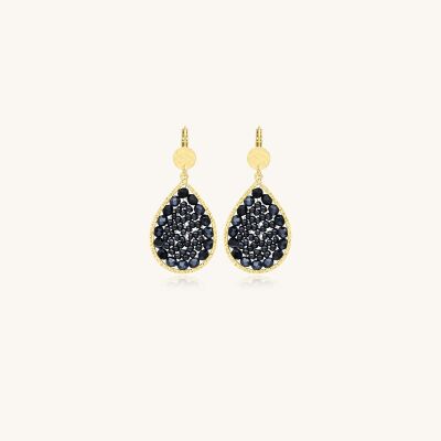 Boucles d'oreilles Sàntibé Bijoux Yse Mini en laiton, métal doré et perles gris