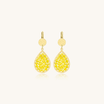 Boucles d'oreilles Sàntibé Bijoux Yse Mini en laiton, métal doré et perles jaune