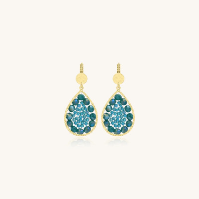 Boucles d'oreilles Sàntibé Bijoux Yse Mini en laiton, métal doré et perles turquoise