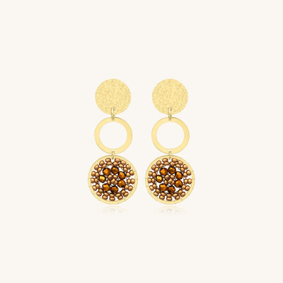 Boucles d'oreilles Sàntibé Bijoux Nevada en laiton, métal doré et perles champagne
