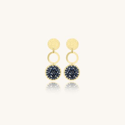Boucles d'oreilles Sàntibé Bijoux Nevada en laiton, métal doré et perles gris