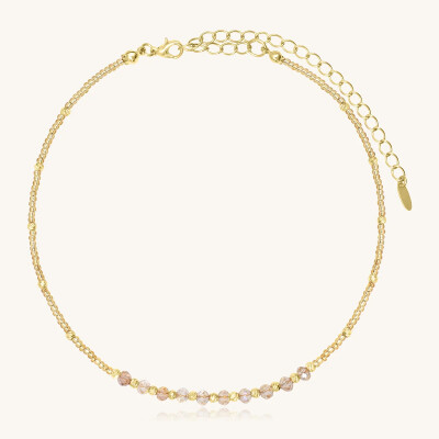 Collier choker Sàntibé Bijoux Noa Rond en laiton, métal doré et perles doré
