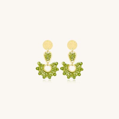 Boucles d'oreilles Sàntibé Bijoux Ophelia en laiton, métal doré et perles lemon