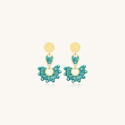 Boucles d'oreilles Sàntibé Bijoux Ophelia en laiton, métal doré et perles turquoise