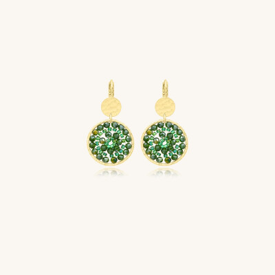 Boucles d'oreilles Sàntibé Bijoux Paradis  en laiton, métal doré et perles vert oasis