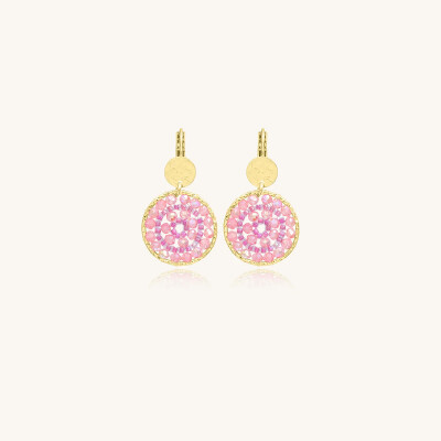 Boucles d'oreilles Sàntibé Bijoux Paradis  en laiton, métal doré et perles rose sakura