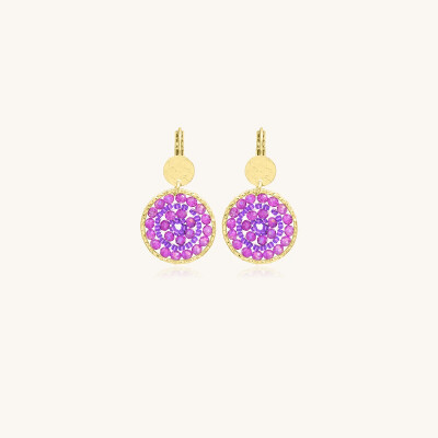 Boucles d'oreilles Sàntibé Bijoux Paradis  en laiton, métal doré et perles ultra violet