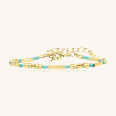 Bracelet  Sàntibé Bijoux Rok Tube en laiton, métal doré et perles crystalline