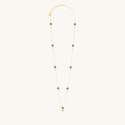 Collier sautoir  Sàntibé Bijoux Rosa  en laiton, métal doré et perles vert oasis