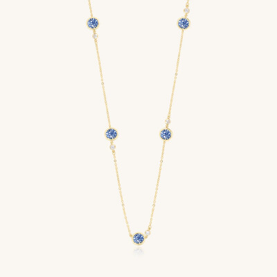 Collier sautoir  Sàntibé Bijoux Rosa  en laiton, métal doré et perles céleste