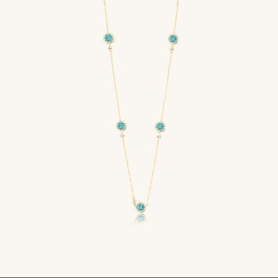 Collier sautoir  Sàntibé Bijoux Rosa  en laiton, métal doré et perles turquoise