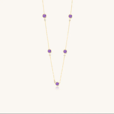 Collier sautoir  Sàntibé Bijoux Rosa  en laiton, métal doré et perles ultra violet