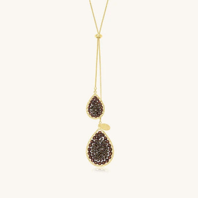Collier Sàntibé Bijoux Yse Cravate en laiton, métal doré et perles noisette