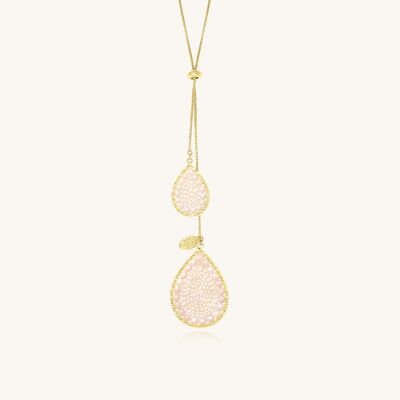 Collier Sàntibé Bijoux Yse Cravate en laiton, métal doré et perles sable