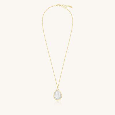 Collier Sàntibé Bijoux Yse Simple en laiton, métal doré et perles blanc