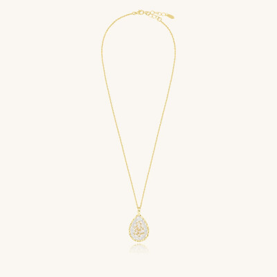 Collier Sàntibé Bijoux Yse Simple en laiton, métal doré et perles blanc doré