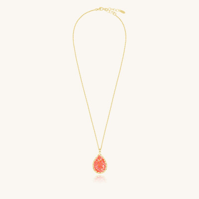 Collier Sàntibé Bijoux Yse Simple en laiton, métal doré et perles corail