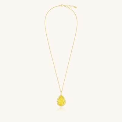 Collier Sàntibé Bijoux Yse Simple en laiton, métal doré et perles jaune