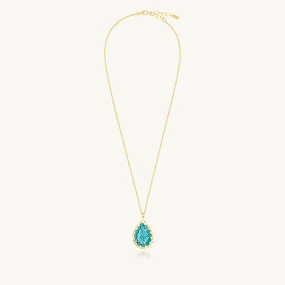 Collier Sàntibé Bijoux Yse Simple en laiton, métal doré et perles turquoise