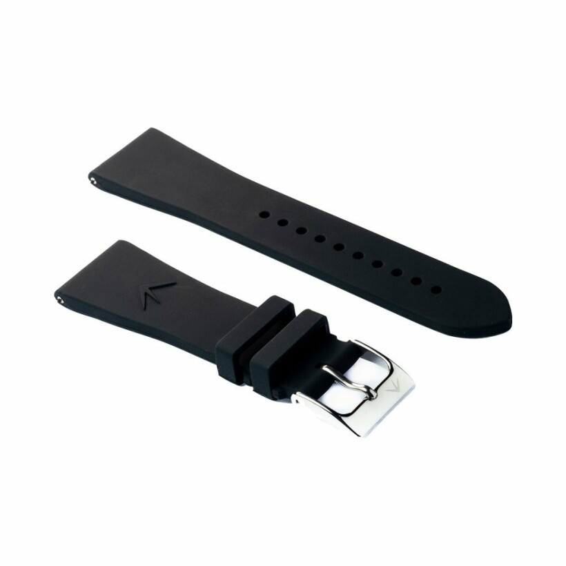 Bracelet de Montre AUGARDE en Silicone noir et Acier, Fin