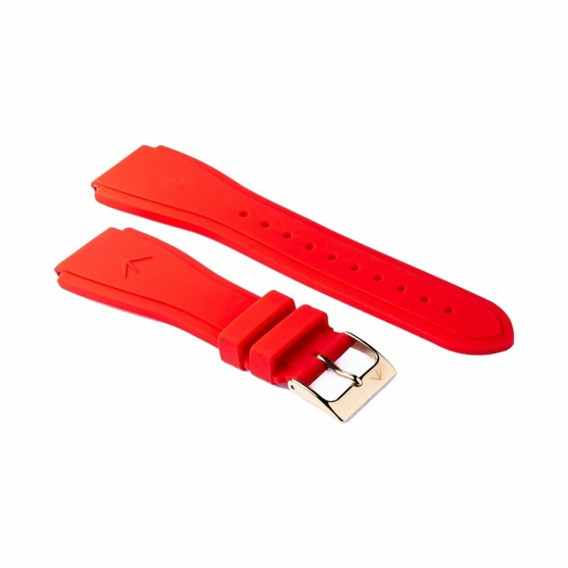 Bracelet de Montre AUGARDE en Silicone rouge et Métal doré, Large