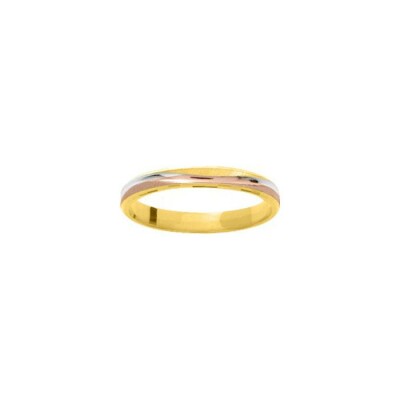 Alliance en or jaune, or rose et or blanc, 3mm