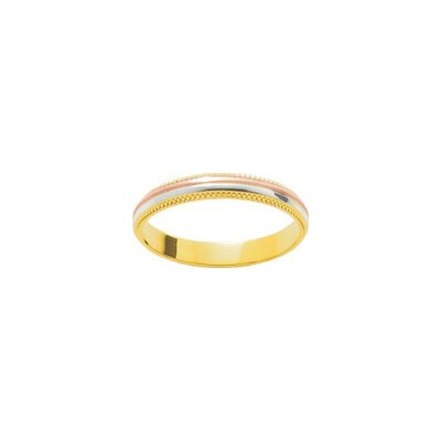 Alliance en or jaune, or rose et or blanc, 3mm