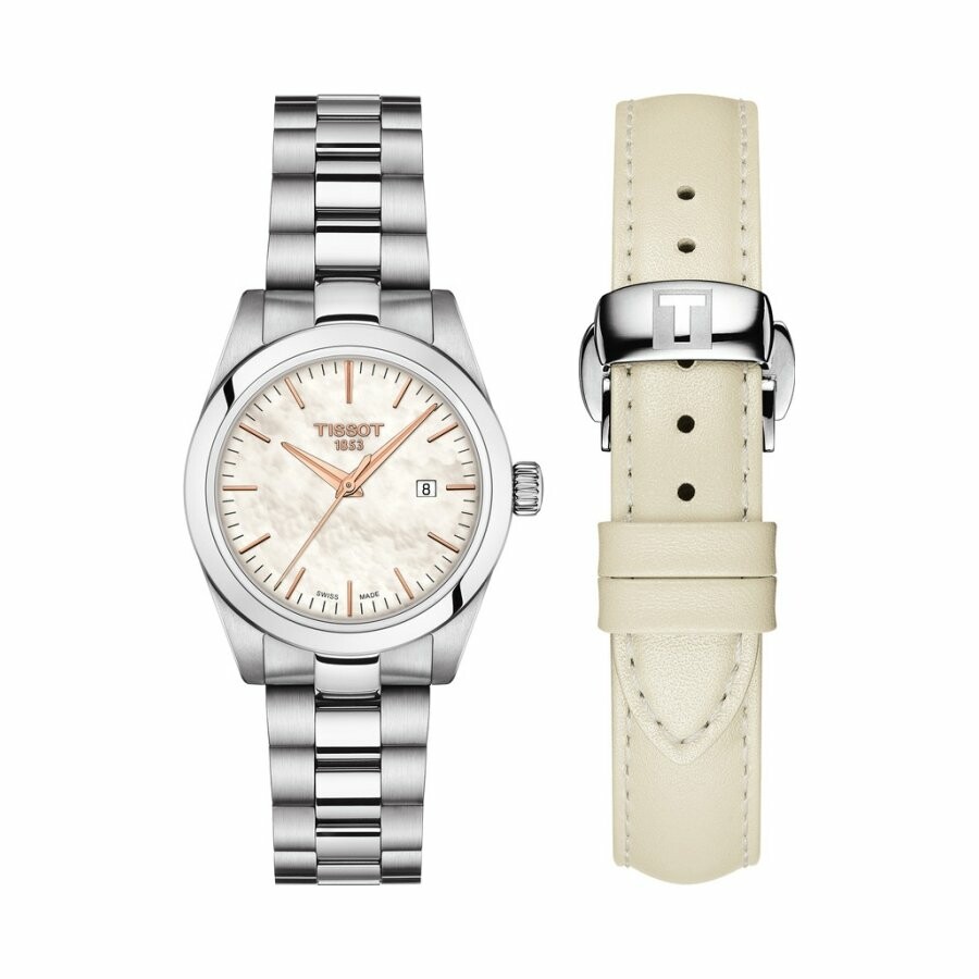 Tissot T-My Lady with white leather strap watch