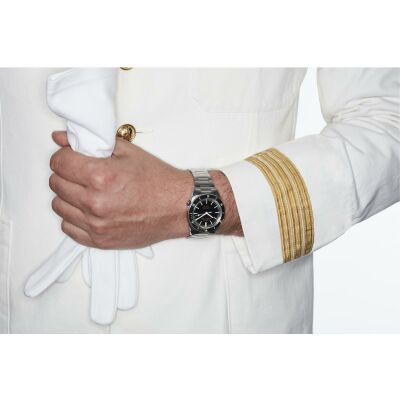 Montre Auricoste La Royale Type 32 Noir, avec bracelet acier, cuir et Tropic FKM