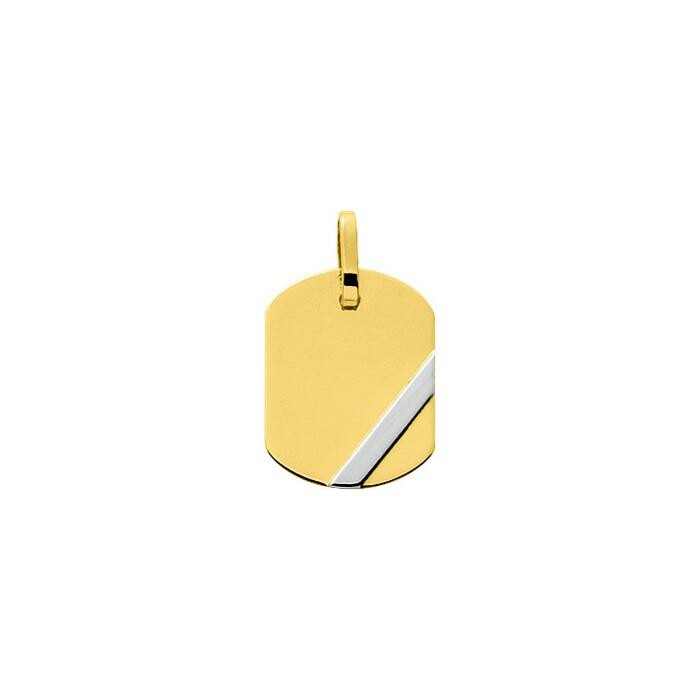 Médaille tonneau barrette en or jaune et or blanc