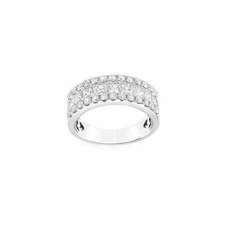 Bague Ph. Tisseront en or blanc et diamants taille princesse et taille ronde