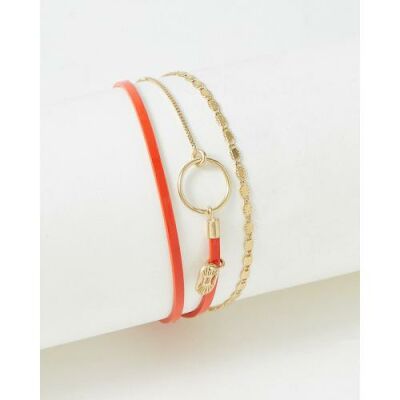 Bracelet FlowersForZoé TABATHA Orange Blood  en cuir et acier