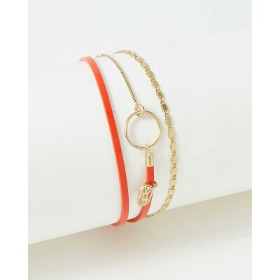 Bracelet FlowersforZoé TABATHA en acier doré et cuir, T2