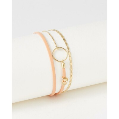 Bracelet FlowersforZoé TABATHA en acier doré et cuir, T2