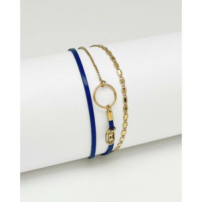 Bracelet FlowersforZoé TABATHA Ciel Paillete en cuir et métal, T1