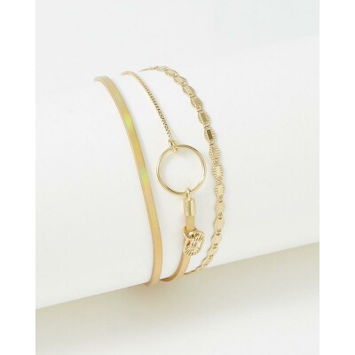Bracelet FlowersforZoé TABATHA en acier doré et cuir, T1