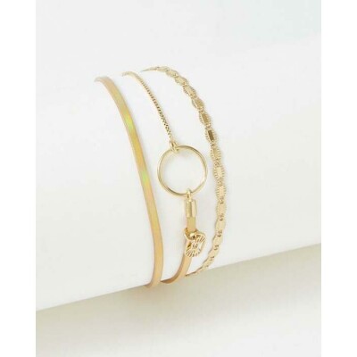 Bracelet FlowersforZoé TABATHA en acier doré et cuir, T2