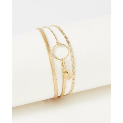 Bracelet FlowersForZoé TABATHA Metallic Gold  en cuir et acier