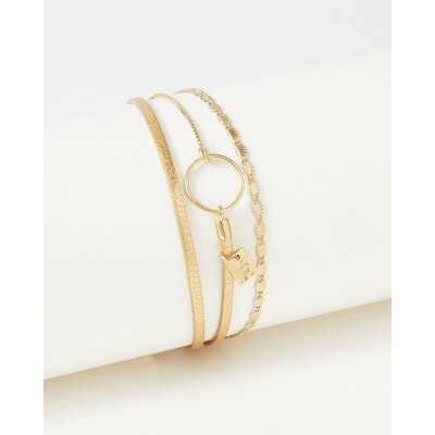 Bracelet FlowersforZoé TABATHA en acier doré et cuir, T1